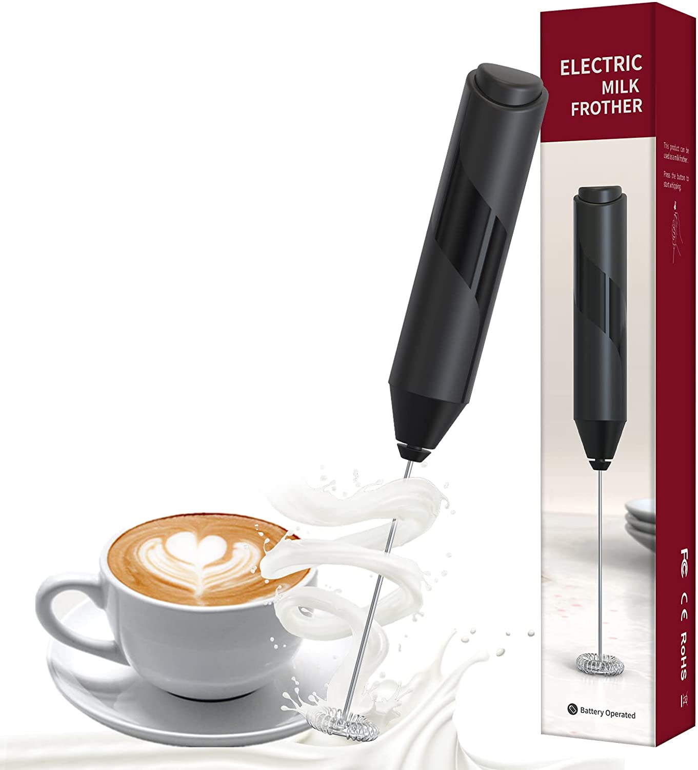  MAEXUS Rechargeable Milk Frother, frother wand Electric Milk  Foamer Drink Mixer, Portable Travel Frother Stainless Steel Body with  Detachable Whisks, Milk Frother Handheld for Coffee, Latte: Home & Kitchen